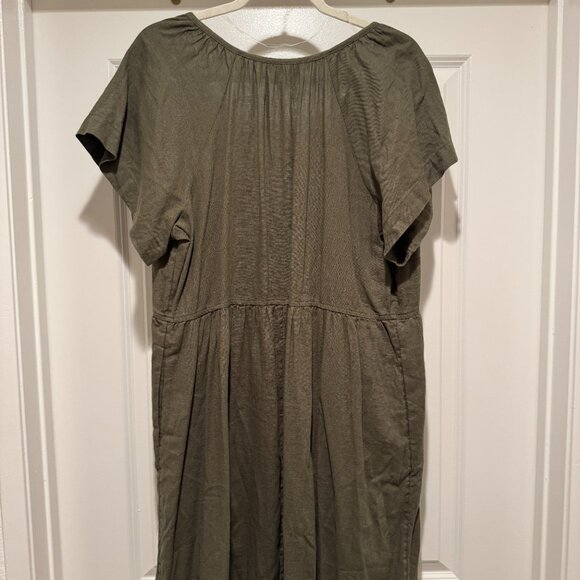 NWT Universal Thread Short Sleeve Mini Linen Olive Shift Dress - Picture 4 of 4